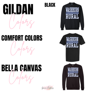 Black tee, long sleeve, and crewneck options with the Rural stacked petite polka dot design
