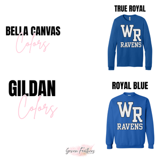Long sleeve and crewneck options with the Rural WR Ravens black petite polka dot design