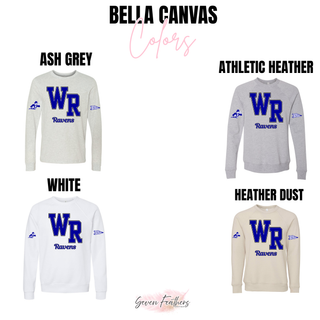 Rural WR Ravens top Bella Canvas color options: Ash Grey, Athletic Heather, White, Heather Dust