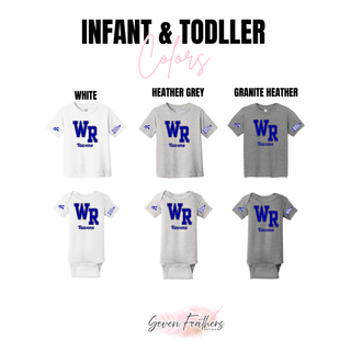 Rural WR Ravens top infant and toddler color options: White, Heather Grey, Granite Heather