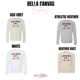 Bella Canvas color chart for the Santa's Favorite Ho Ho Ho top