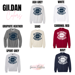 Seaman Jr Vikings Football Distressed Rumble Top fleece options in multiple colors