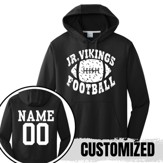 Seaman Jr Vikings Football performance hoodie in black with customized name and number back