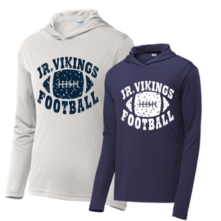 Seaman Jr Vikings Football Distressed Rumble Top PosiCharge Competitor Hoodies in silver and navy