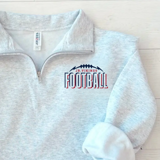 Seaman Jr. Vikings Football Echo Cadet quarter zip pullover in oxford grey with shadow lettering design
