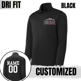 Seaman Jr. Vikings Football Echo custom Dri-Fit PosiCharge quarter zip pullover in black with customized name and number on back
