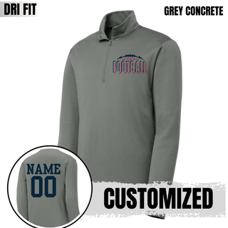 Seaman Jr. Vikings Football Echo custom Dri-Fit PosiCharge quarter zip pullover in grey concrete with customized name and number on back
