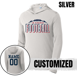 Seaman Jr. Vikings Football Echo custom PosiCharge Competitor hoodie in silver with customized name and number on back
