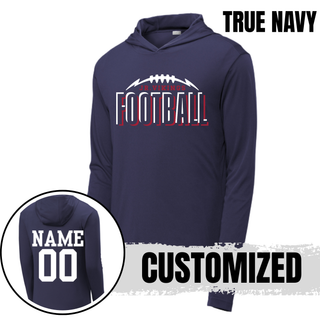 Seaman Jr. Vikings Football Echo custom PosiCharge Competitor hoodie in true navy with customized name and number on back
