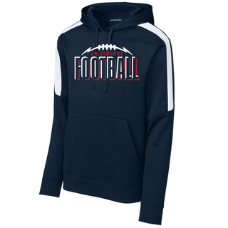 Seaman Jr. Vikings Football Echo Fan Favorite colorblock hoodie in navy and white with shadow lettering design
