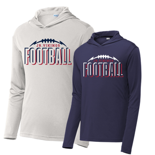 Seaman Jr. Vikings Football Echo PosiCharge Competitor hoodie in white and navy with shadow lettering design
