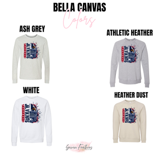 Bella Canvas color options for Seaman Jr. Vikings football helmet splatter top in ash grey athletic heather white and heather dust
