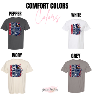 Comfort Colors color options for Seaman Jr. Vikings football helmet splatter top in pepper white ivory and grey
