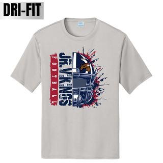 Silver Seaman Jr. Vikings football helmet splatter dri-fit performance top flat lay Topeka Kansas
