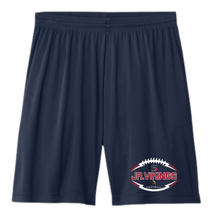 Deep Navy performance shorts with Seaman Jr. Vikings Football Sideline left leg design