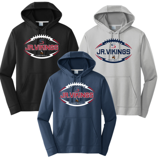 Seaman Jr. Vikings Football Sideline Top performance hoodies in Black, Silver, and Deep Navy