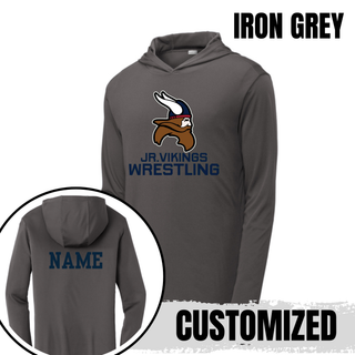 Seaman Jr. Vikings Mat Pride PosiCharge Hooded Pullover featuring a Viking head and JR. VIKINGS WRESTLING lettering.