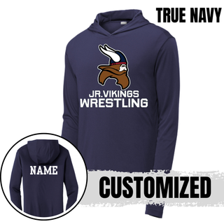 Seaman Jr. Vikings Mat Pride PosiCharge Hooded Pullover featuring a Viking head and JR. VIKINGS WRESTLING lettering.
