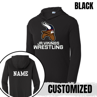 Seaman Jr. Vikings Mat Pride PosiCharge Hooded Pullover featuring a Viking head and JR. VIKINGS WRESTLING lettering.