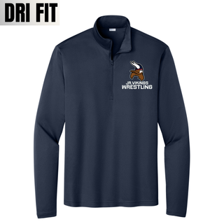 Seaman Jr. Vikings Mat Pride PosiCharge Quarter-Zip featuring a Viking head and JR. VIKINGS WRESTLING lettering.