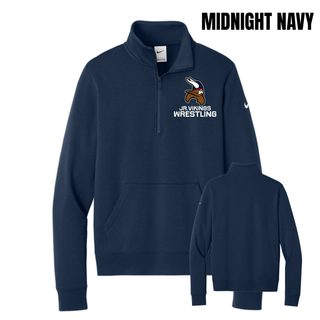 Seaman Jr. Vikings Mat Pride women's Club Fleece Half-Zip featuring the Viking head and wrestling lettering