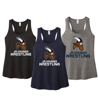 Seaman Jr. Vikings Mat Pride women's racerback tank with a Viking head and JR. VIKINGS WRESTLING lettering