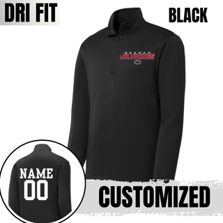 Black Seaman Jr Vikings primary football quarter zip pullover customized with NAME 00 on back in white