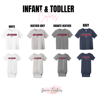 Seaman Jr Vikings primary football tee infant bodysuit and toddler tee colors - white, heather grey, granite heather, navy