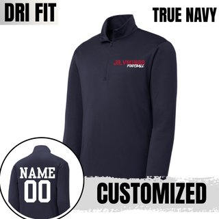 True navy Seaman Jr Vikings Football PosiCharge quarter zip pullover with custom name and number on back option