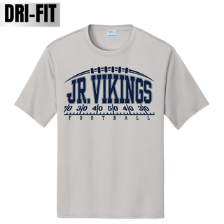 Seaman Jr. Vikings Yard Line logo on a silver Dri-Fit performance tee