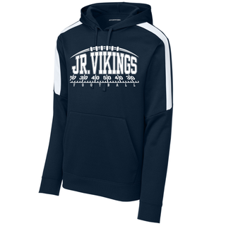 Seaman Jr. Vikings Yard Line logo on a navy Fan Favorite pullover hoodie