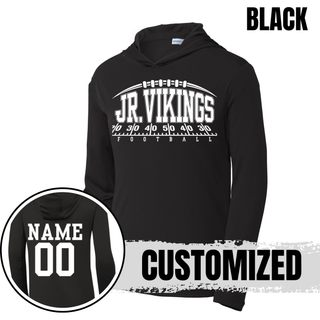 Seaman Jr. Vikings Yard Line logo on a true navy PosiCharge Competitor hoodie with optional back name and number