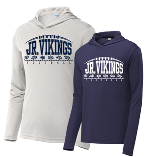 Seaman Jr. Vikings Yard Line logo on a true navy PosiCharge Competitor hoodie