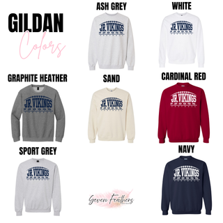 Seaman Jr. Vikings Yard Line Gildan colors: ash grey, white, graphite heather, sand, cardinal red, sport grey, and navy