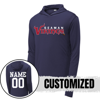 Seaman Vikings Champion PosiCharge Competitor Hoodie in navy with customized name and number on back
