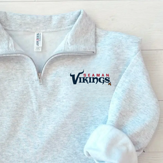 Seaman Vikings Champion Quarter-Zip Pullover in ash grey with Seaman Vikings graphic on left chest
