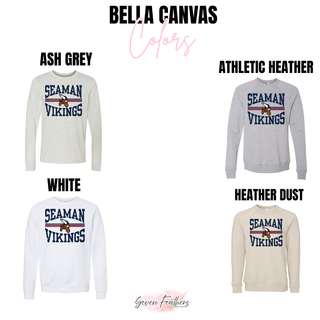 Seaman Vikings Cheer Arch Top Bella Canvas fleece color options: Ash Grey, Athletic Heather, White, and Heather Dust