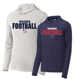 Seaman Vikings football bold pride PosiCharge Competitor hoodie in silver and navy with Vikings Football S logo design
