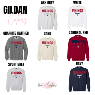 Seaman Vikings Football Lace Up Gildan crewneck ash grey white graphite heather sand cardinal red sport grey navy
