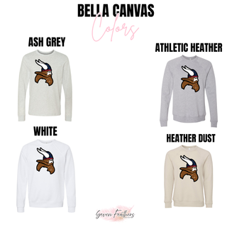 Seaman Vikings Mascot Top Bella Canvas fleece color options: Ash Grey, Athletic Heather, White, and Heather Dust
