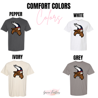 Seaman Vikings Mascot Top Comfort Colors options: Pepper, White, Ivory, and Grey