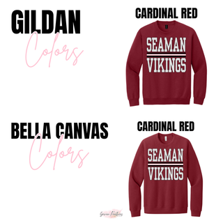 Seaman Vikings Stacked Petite Polka Dot Cardinal Red Top Gildan and Bella Canvas garment options