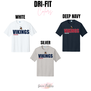 Seaman Vikings standout dri-fit performance top color chart in white, deep navy, and silver
