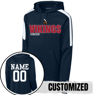 Navy Seaman Vikings standout fan favorite hoodie showing customized name and number 00 on back
