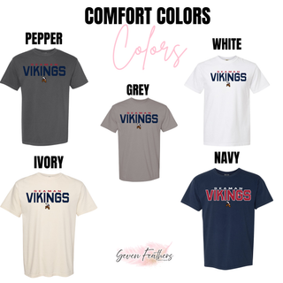 Seaman Vikings The Viking Stand Comfort Colors tee in pepper, grey, white, ivory, and navy
