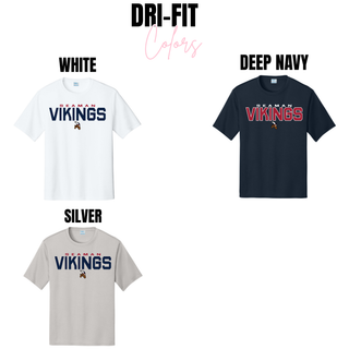 Seaman Vikings The Viking Stand dri-fit performance top color options in white, deep navy, and silver

