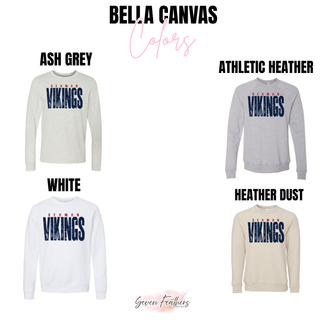 Bella Canvas Seaman Vikings long sleeve and crewneck in ash grey, athletic heather, white, heather dust