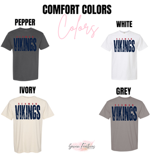 Comfort Colors 1717 Seaman Vikings vintage distressed tee in pepper, white, ivory, and grey