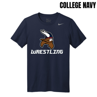 Seaman Vikings Wrestling Basic Mat design with a Viking head above WRESTLING lettering on a Men's rLegend Tee.