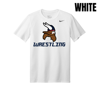 Seaman Vikings Wrestling Basic Mat design with a Viking head above WRESTLING lettering on a Men's rLegend Tee.